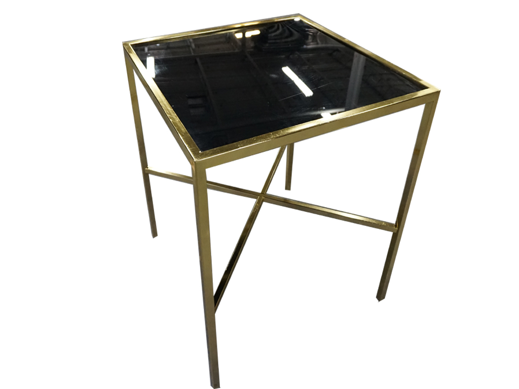 30"X30" GOLD FRAME TABLE WITH BLACK PLEXI
