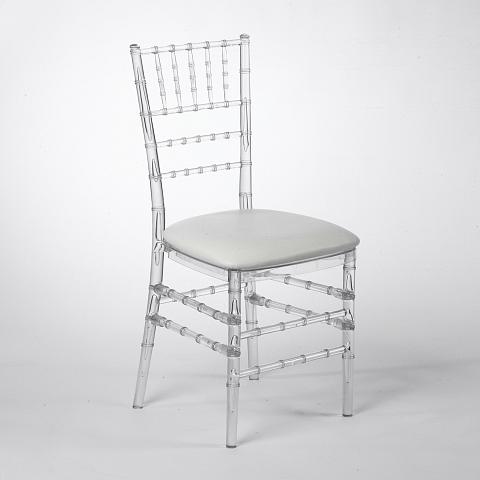 CLEAR CHIAVARI CHAIR - (Indoor use only or on a floor under a tent)