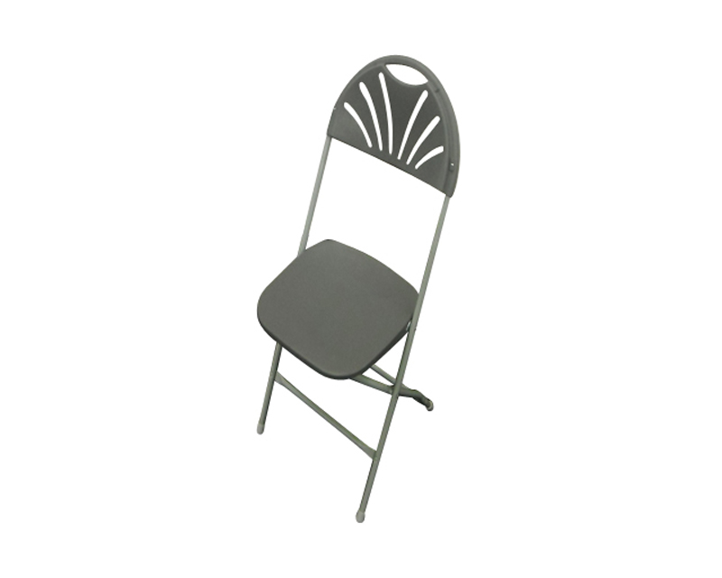 FOLDING PLASTIC -- GREY FANBACK CHAIR (Indoor use only)