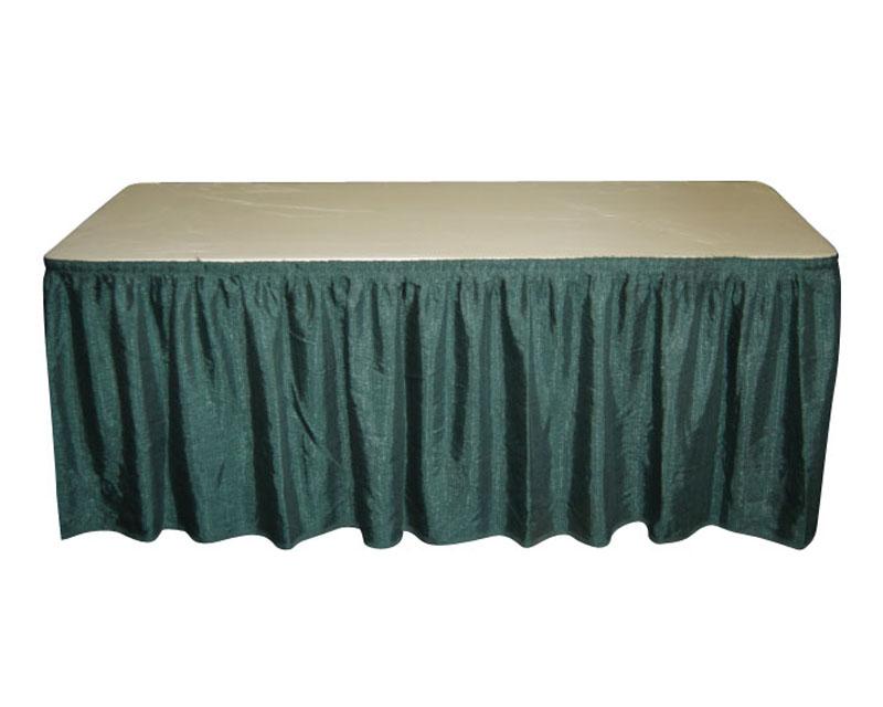 GREEN SKIRTED TABLE 4', 6' OR 8'