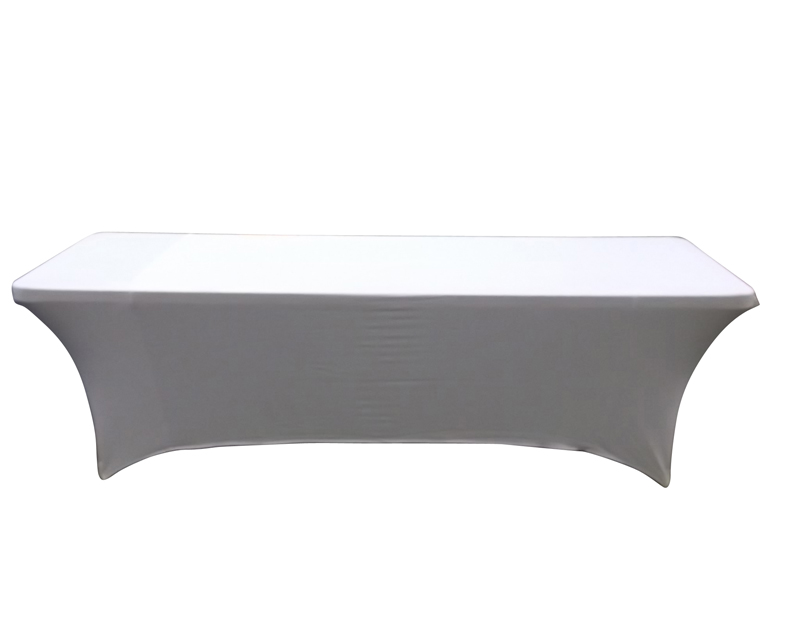 WHITE SPANDEX COVER FOR 8 FOOT TABLE