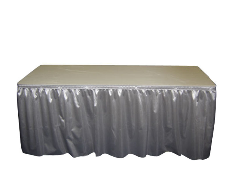 SILVER SKIRTED TABLE 4', 6' OR 8'