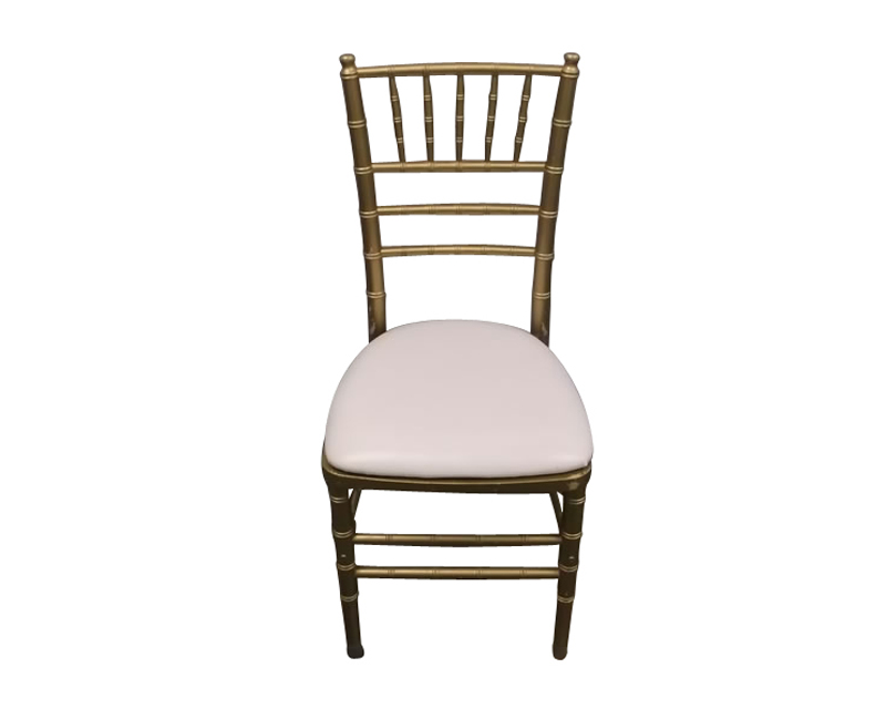 GOLD CHIAVARI CHAIR- WHITE CUSHION (Indoor Use Only)