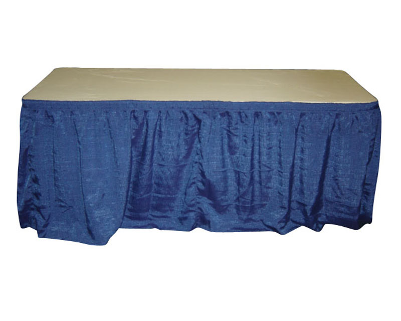 ROYAL BLUE SKIRTED TABLE 4' 6' OR 8'