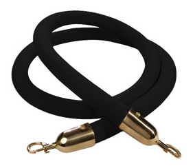 7' STANCHION ROPE - BLACK & BRASS ENDS -rope only