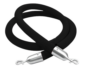 7' STANCHION ROPE - BLACK & CHROME ENDS -rope only
